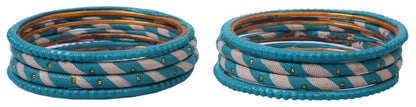 sukriti casual fashion turquoise lac bangles for girls, women - set of 8