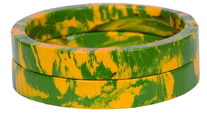 sukriti casual green-yellow lac bangles for girls, women - set of 2