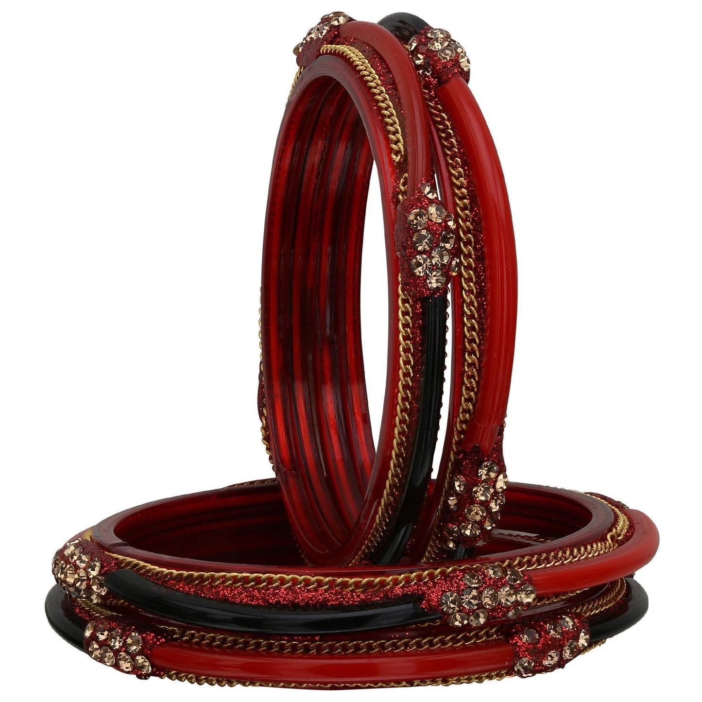 sukriti designer handmade glossy glass bangles for women – set of 4