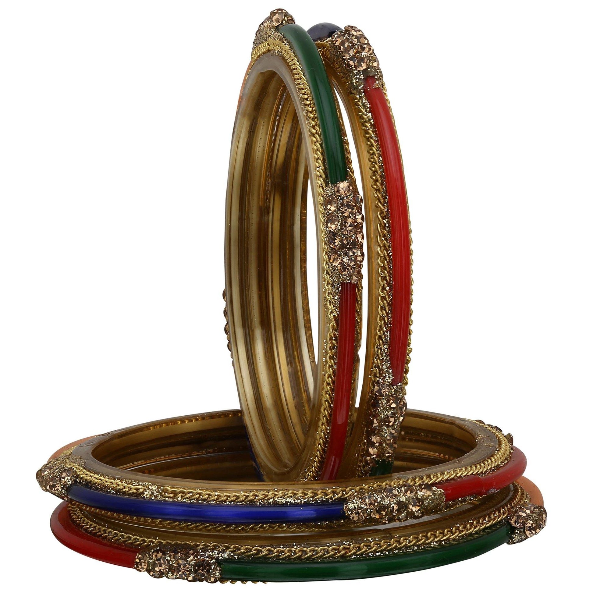 sukriti designer handmade glossy glass bangles for women – set of 4