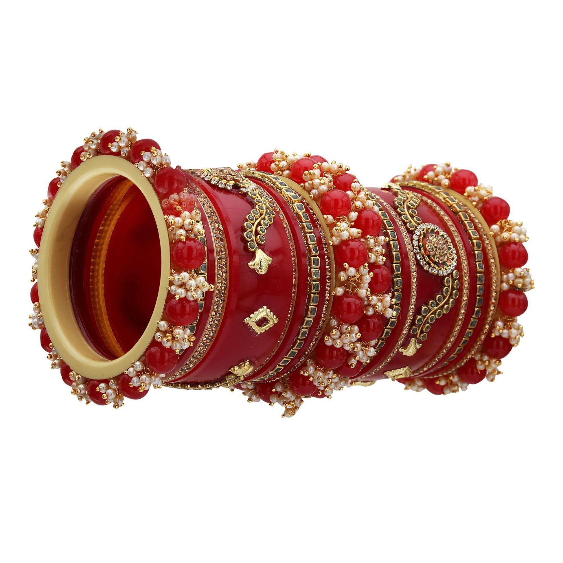 sukriti designer kundan flower style seep acrylic fancy bridal bangles for women - set of 26
