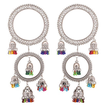 sukriti designer stylish ethnic jhumki tassel latkan oxidized bangles for girls & women - set of 2