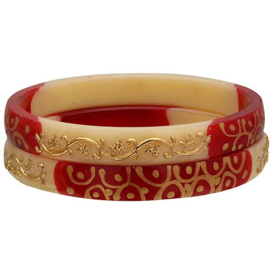 sukriti ethnic rajputi golden brass design seep acrylic kada bangles for women – set of 2