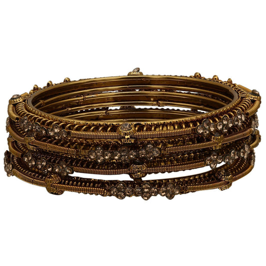 sukriti ethnic stylish gold tone metal bangles for girls & women – set of 4