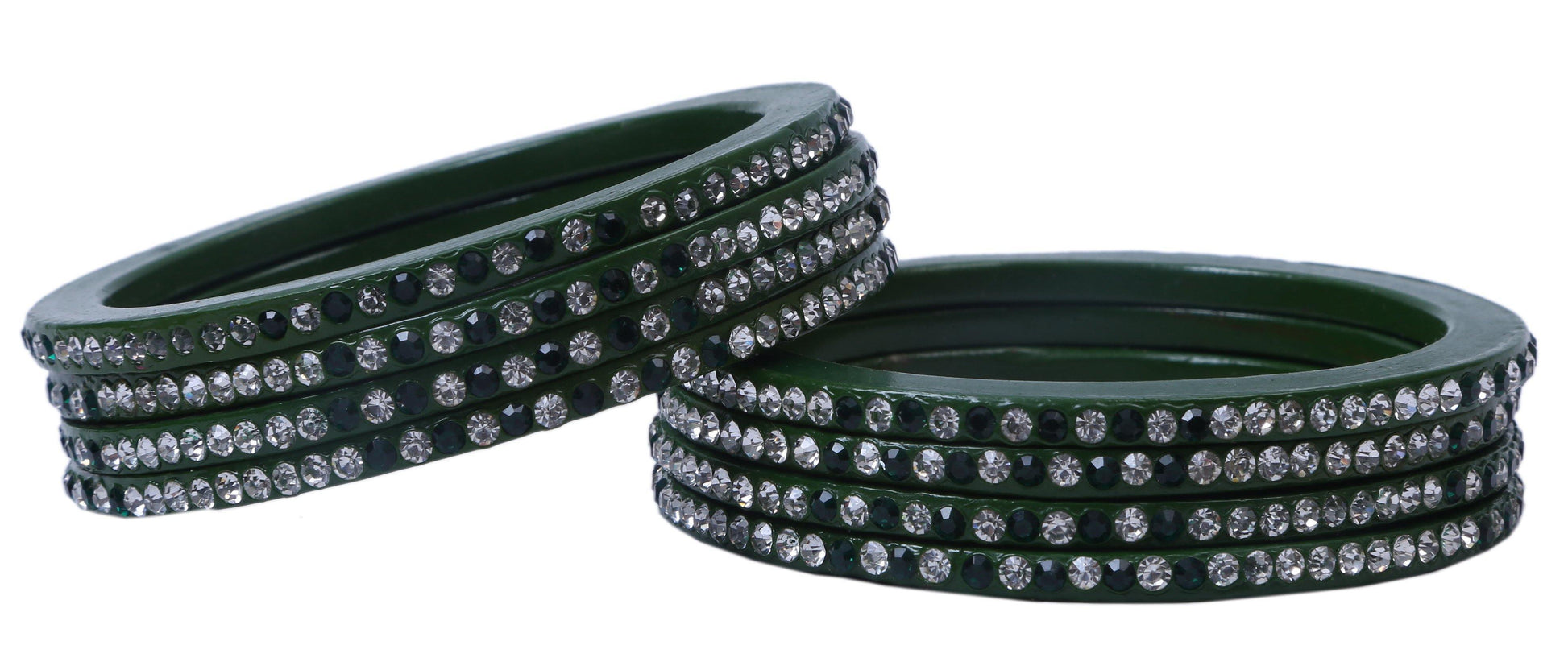 sukriti handcrafted green lac bangles for women - set of 8