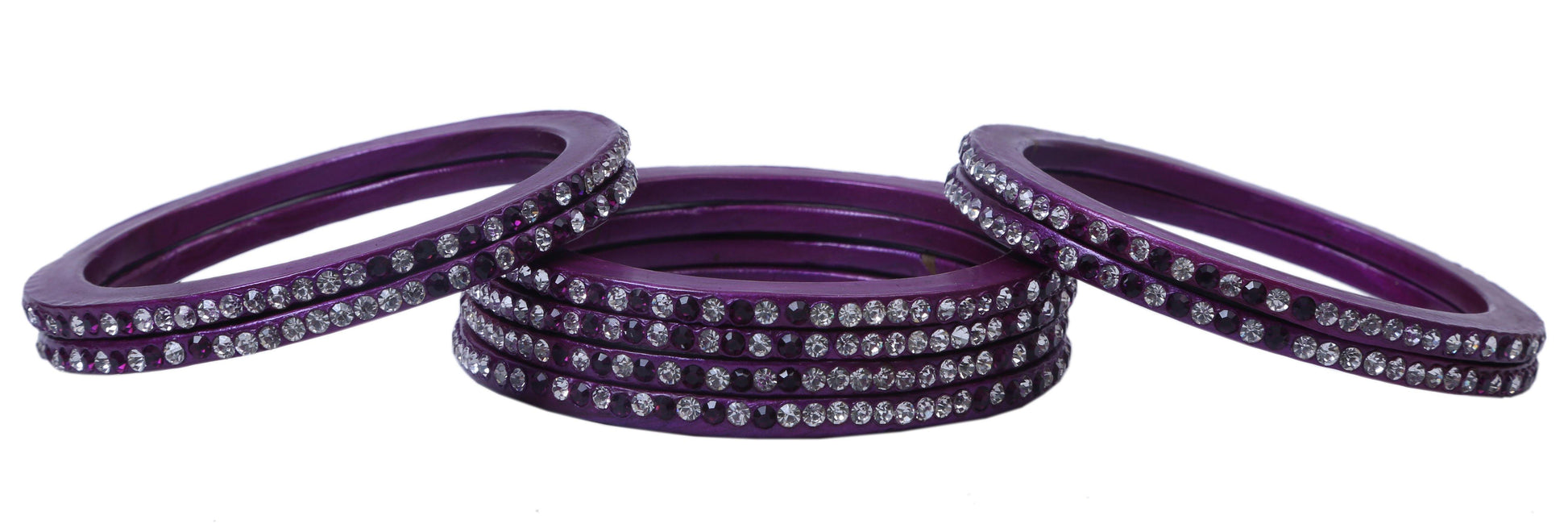 sukriti handcrafted purple lac bangles for women - set of 8