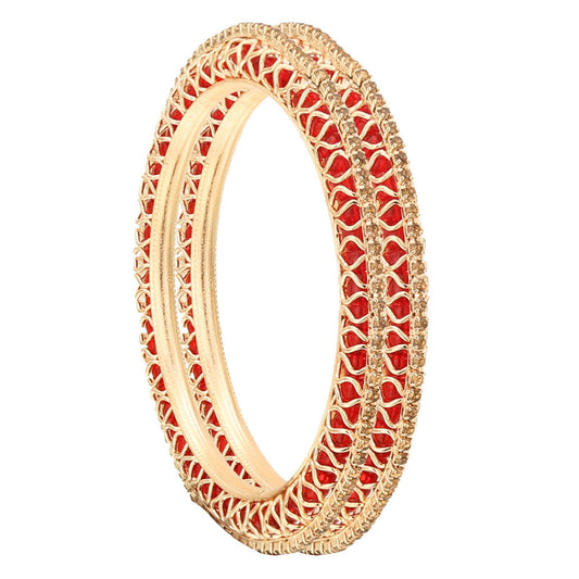 sukriti indian beautiful gold plated royal goldredmoti bangadi bangles for women & girls - set of 4