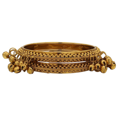 sukriti indian designer ghungroo studded gold bracelet bangles for women & girls - set of 2