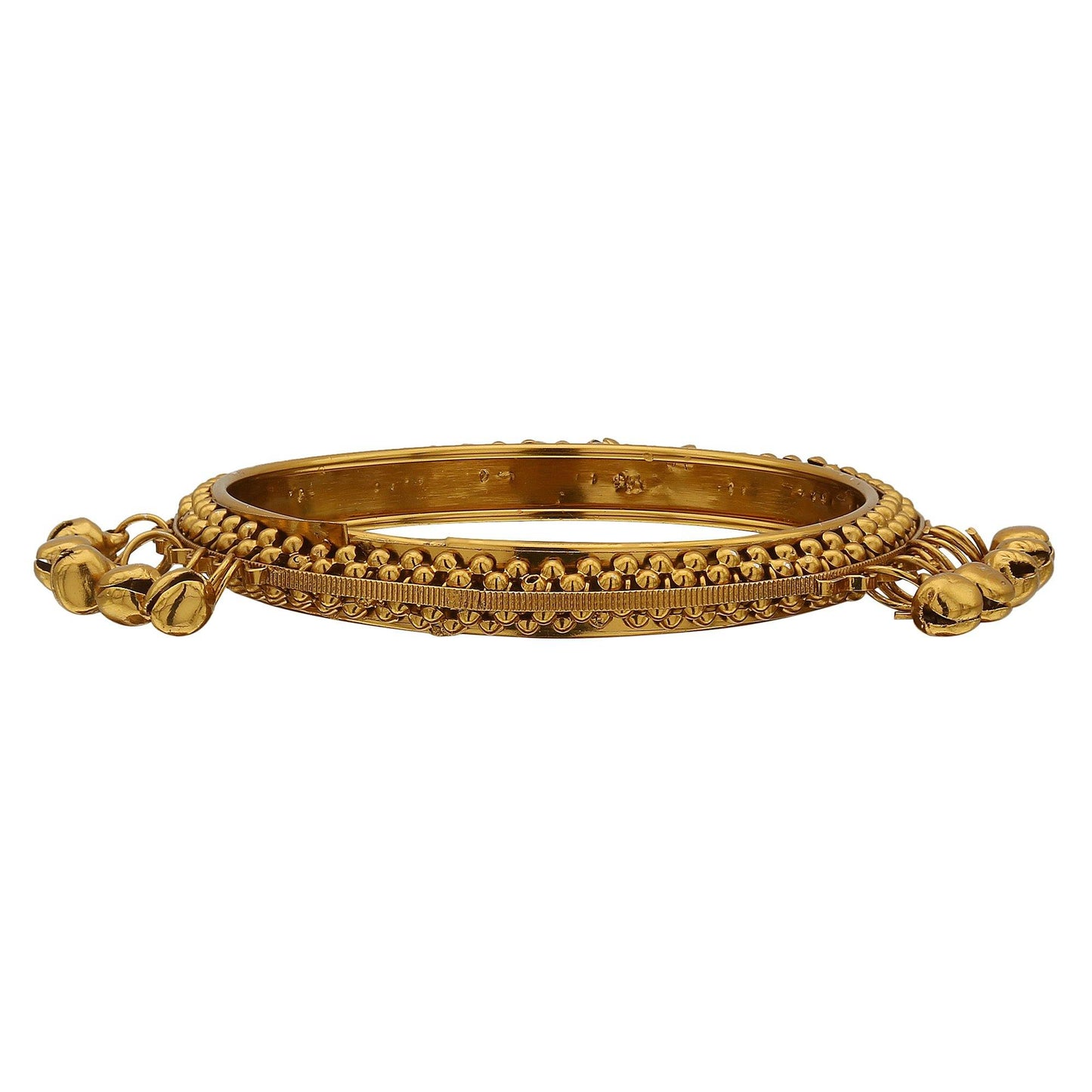 sukriti indian designer ghungroo studded gold bracelet bangles for women & girls - set of 2