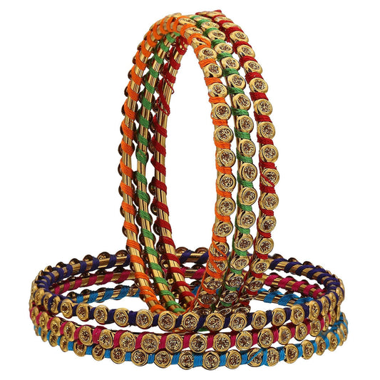 sukriti indian designer stylish silk thread bracelet bangle jewelry for girls & women - set of 13