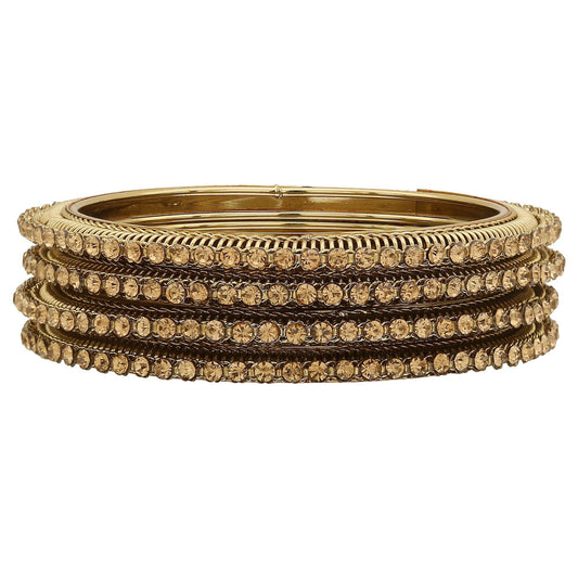 sukriti indian handcrafted gold tone gold bangles party wear jewelry for women & girls - set of 4