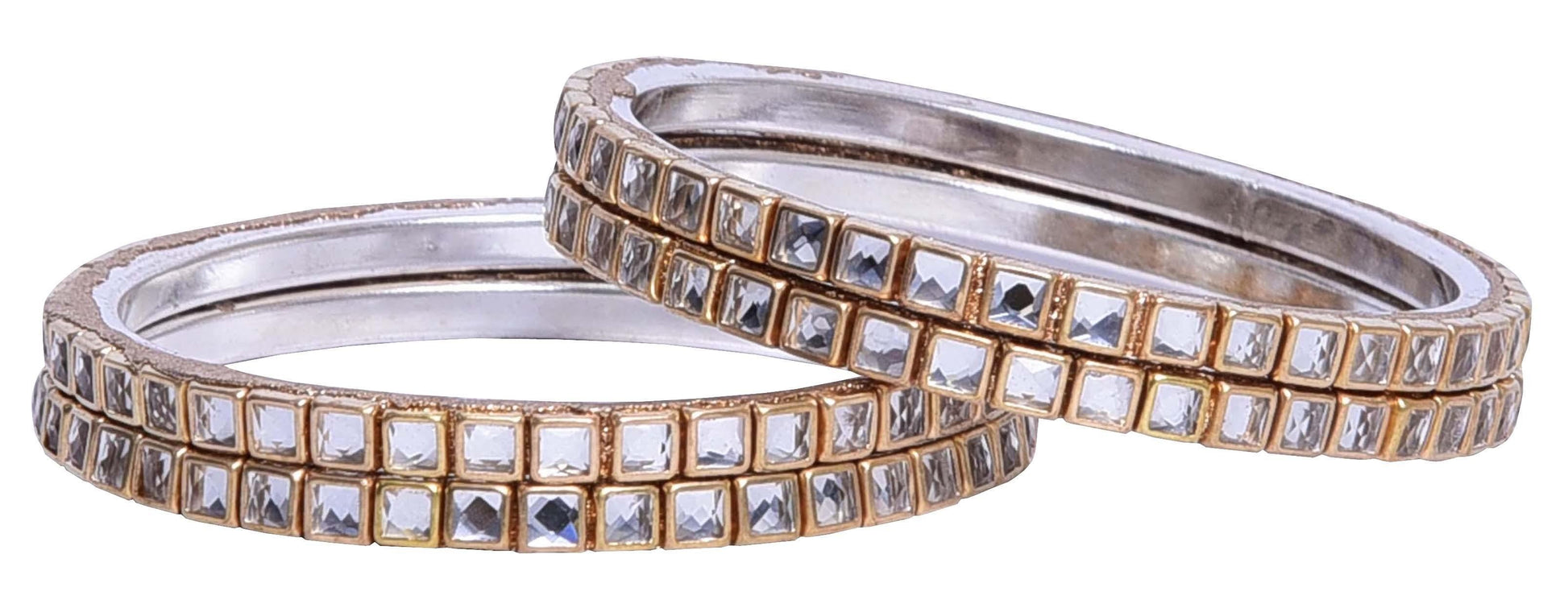 sukriti indian kundan wedding brass white bangles jewelry for women - set of 4