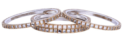 sukriti indian kundan wedding brass white bangles jewelry for women - set of 4