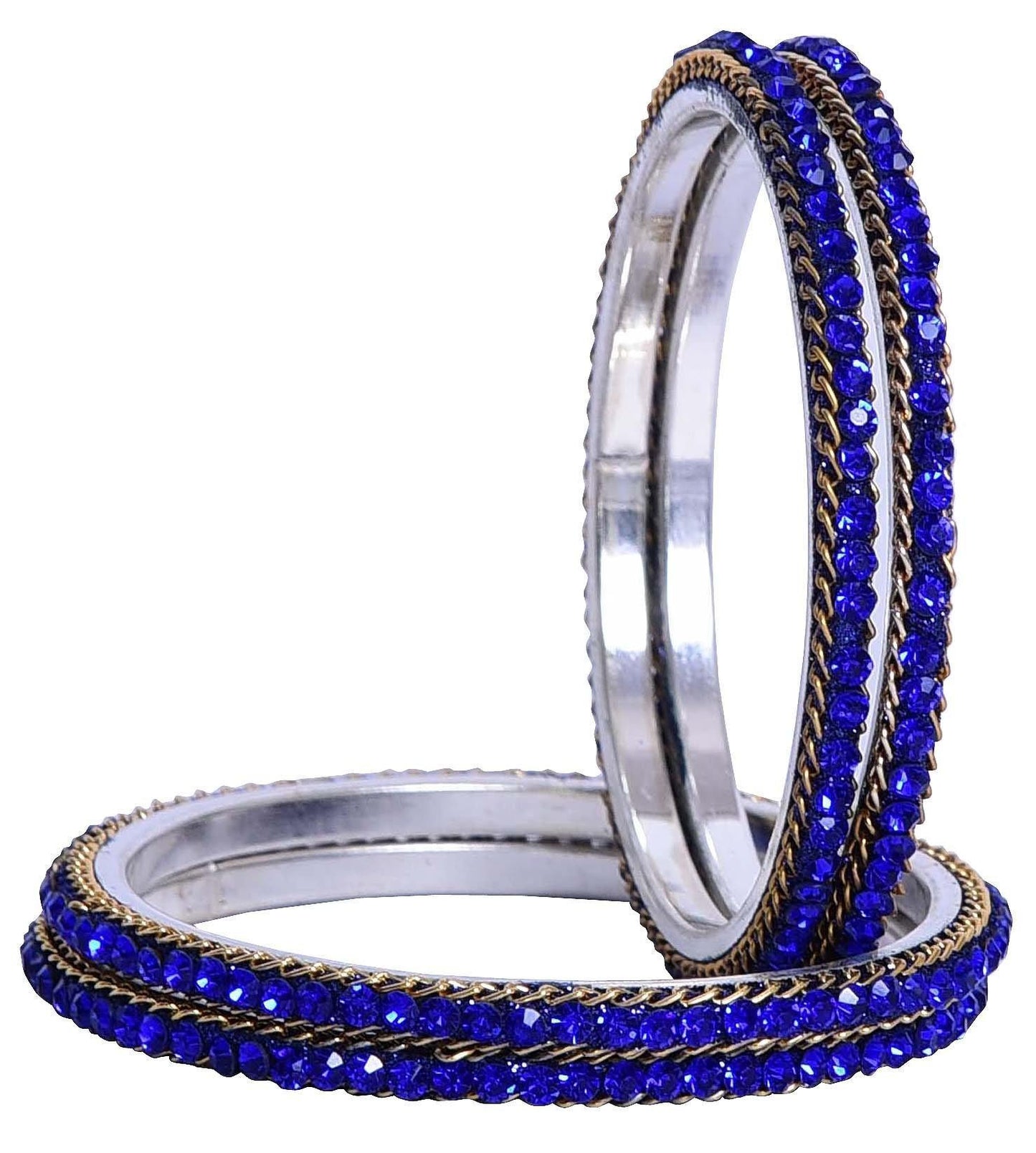 sukriti indian party wear ethnic blue brass bangles for women - set of 4
