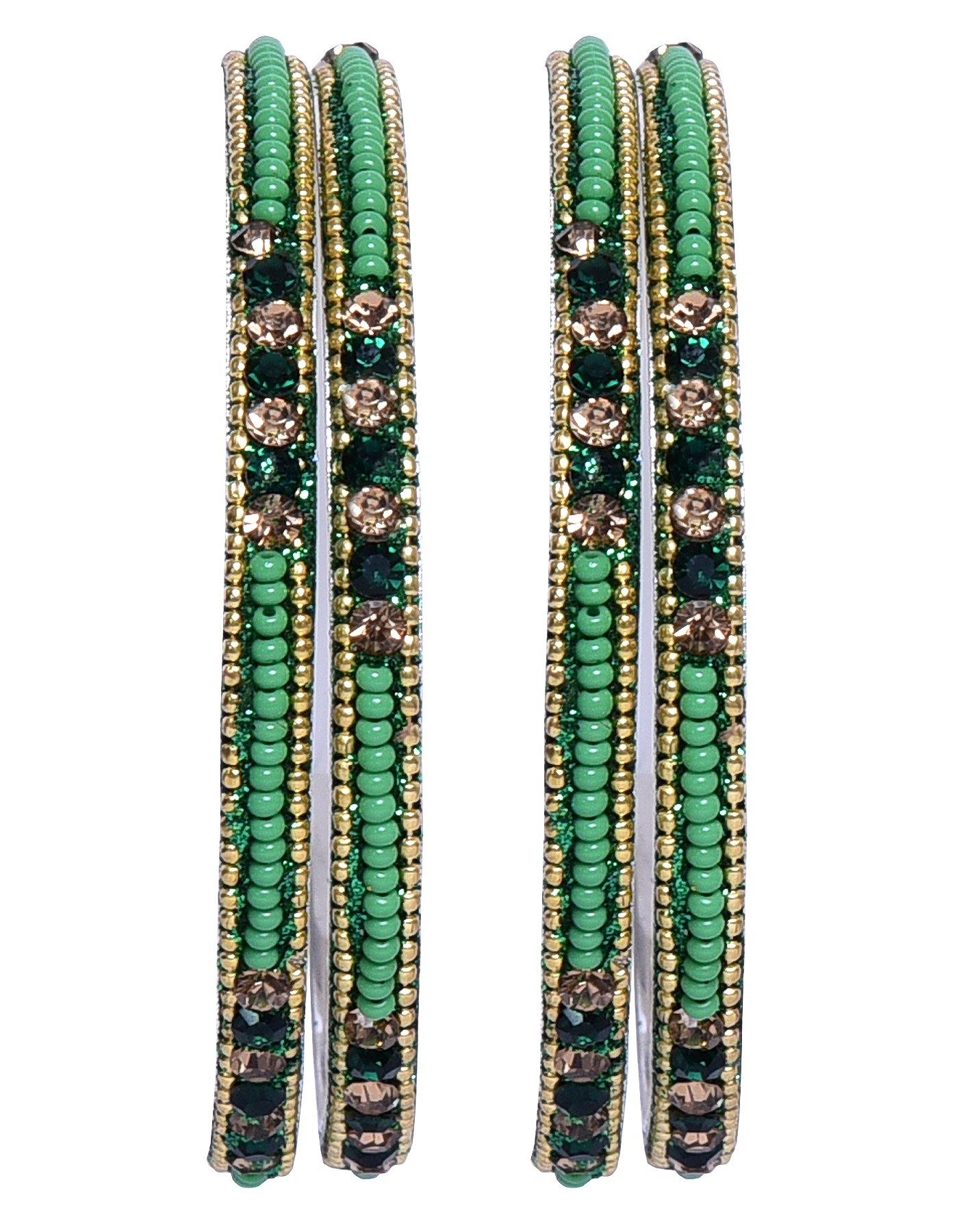 sukriti indian party wear ethnic dark green brass bangles for women - set of 4