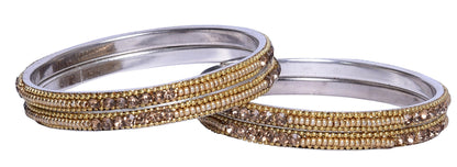 sukriti indian party wear ethnic gold brass bangles for women - set of 4