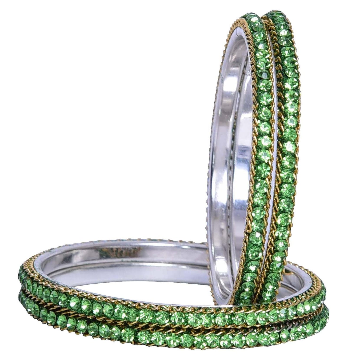 sukriti indian party wear ethnic green brass bangles for women - set of 4
