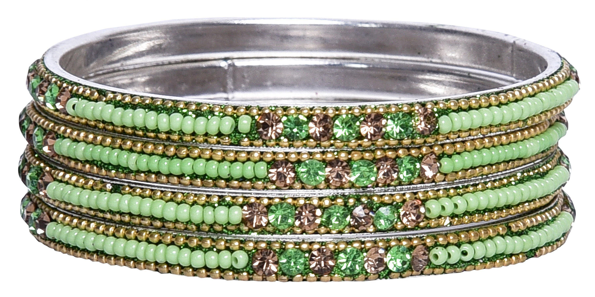 sukriti indian party wear ethnic light-green brass bangles for women - set of 4