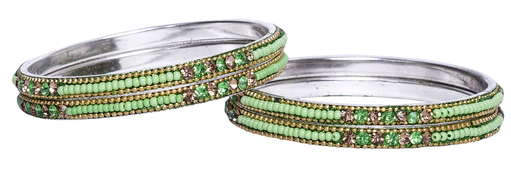 sukriti indian party wear ethnic light-green brass bangles for women - set of 4