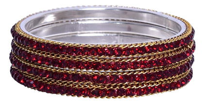 sukriti indian party wear ethnic maroon brass bangles for women - set of 4