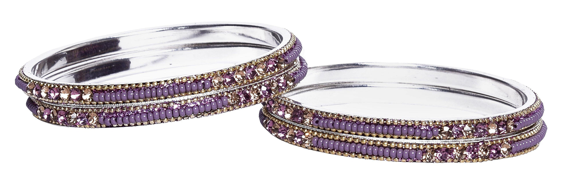 sukriti indian party wear ethnic mauve brass bangles for women - set of 4