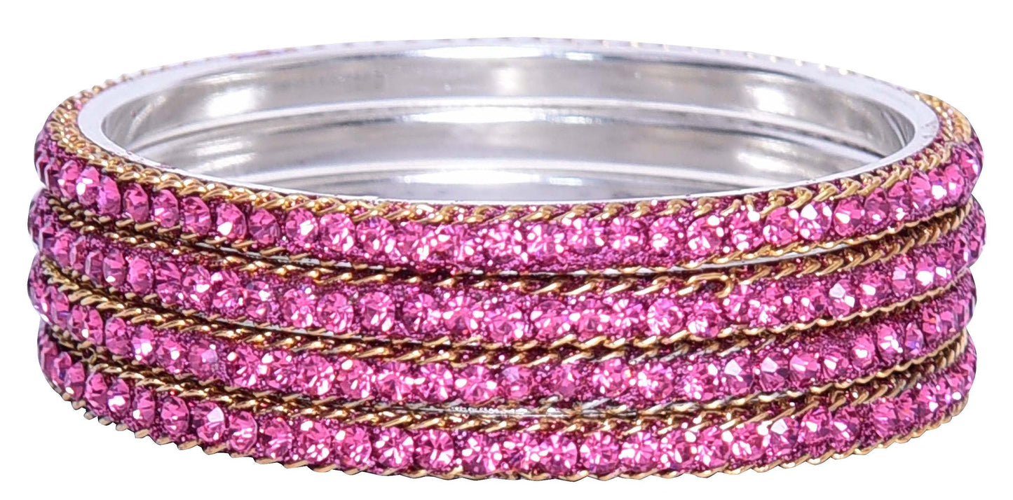 sukriti indian party wear ethnic pink brass bangles for women - set of 4