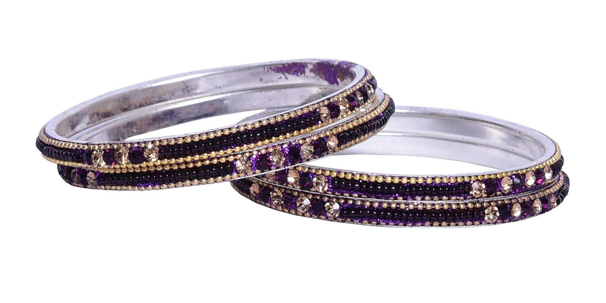 sukriti indian party wear ethnic purple brass bangles for women - set of 4