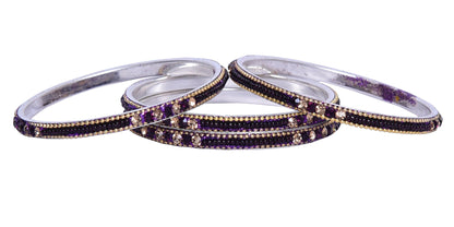 sukriti indian party wear ethnic purple brass bangles for women - set of 4