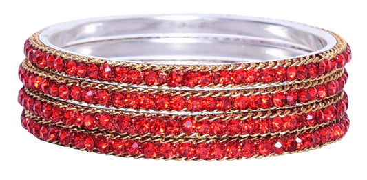 sukriti indian party wear ethnic red brass bangles for women - set of 4