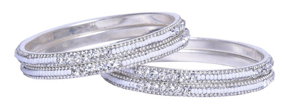 sukriti indian party wear ethnic white brass bangles for women - set of 4