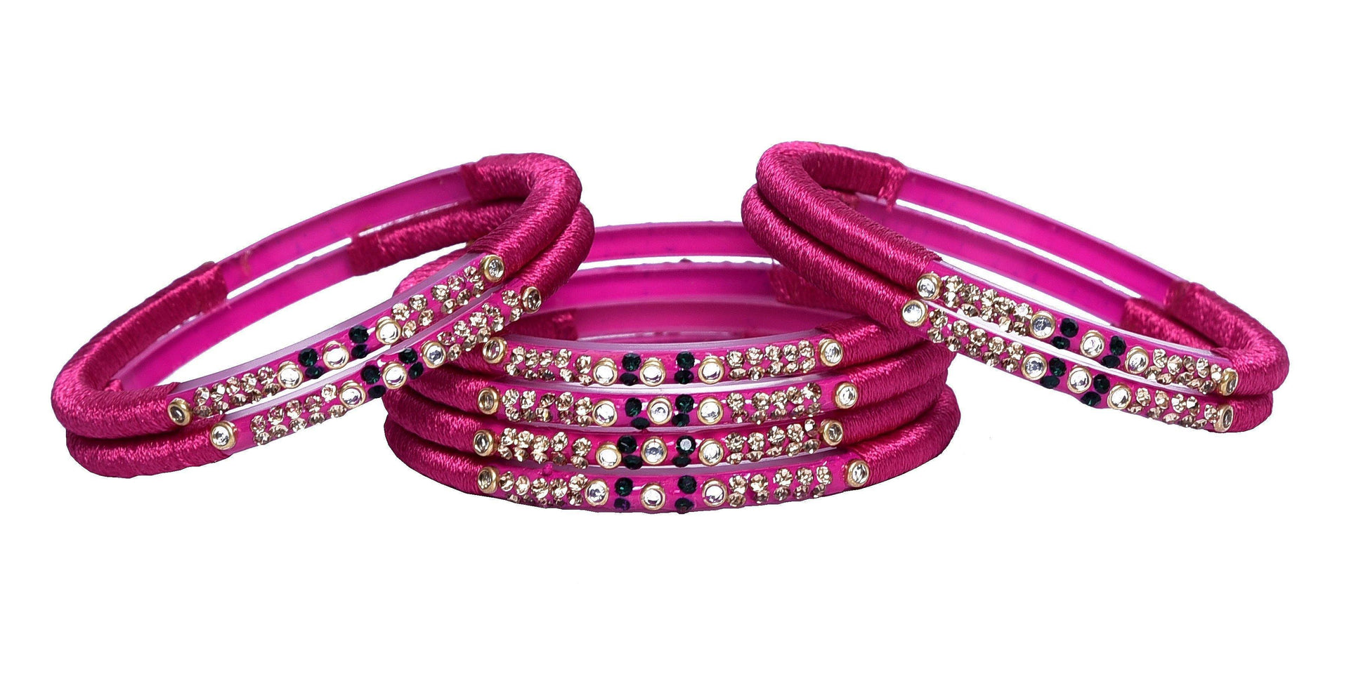 Sukriti Indian Party wear Magenta Silk Thread Acrylic Bangles for Girls,  Women Set of Magenta