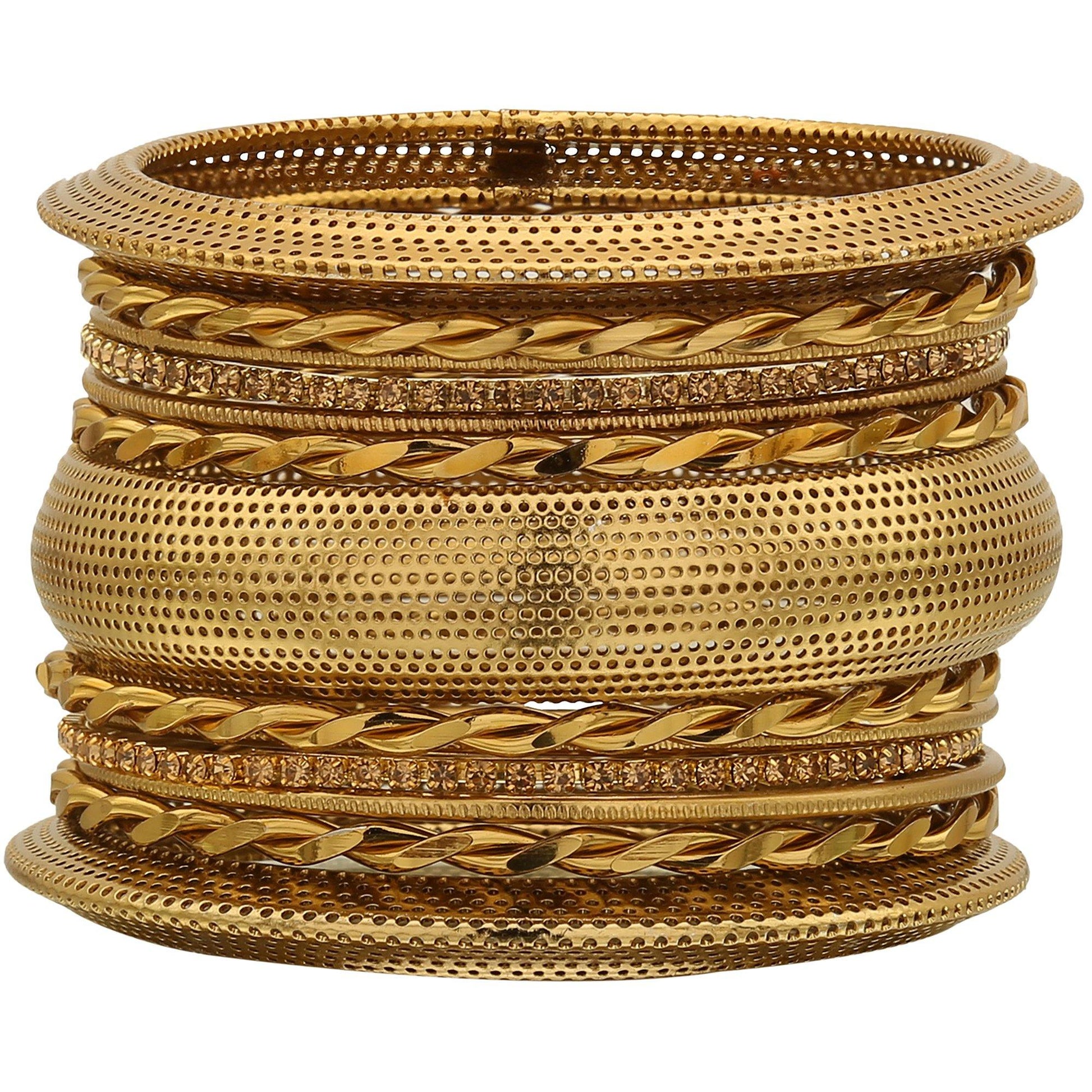 sukriti indian stylish antique party causal wear bracelet bangle for girls & women - set of 13