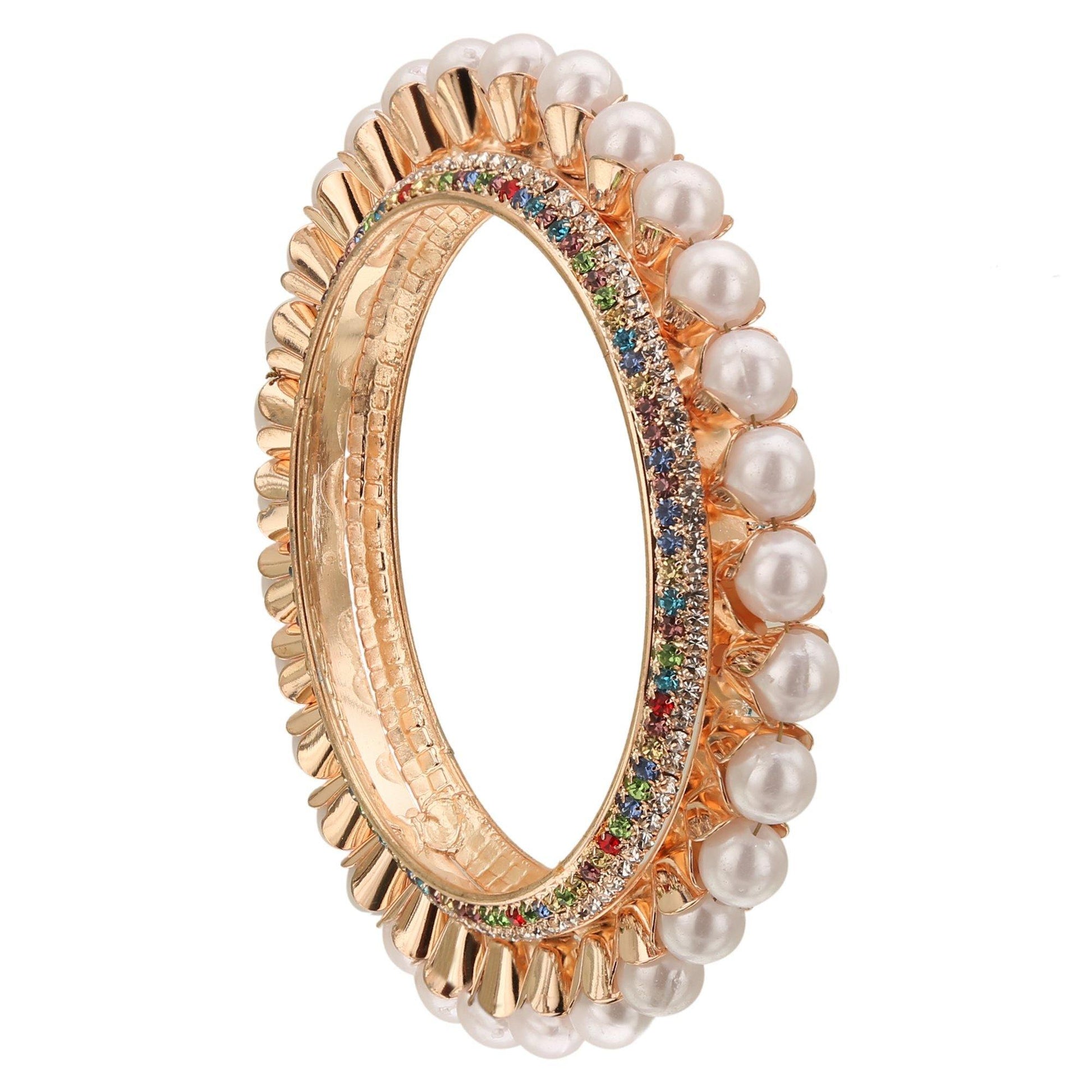 sukriti indian traditional ethnic royal pearl multi bangle kada for girls & women - set of 1