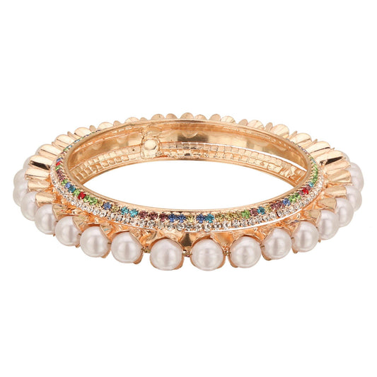 sukriti indian traditional ethnic royal pearl multi bangle kada for girls & women - set of 1