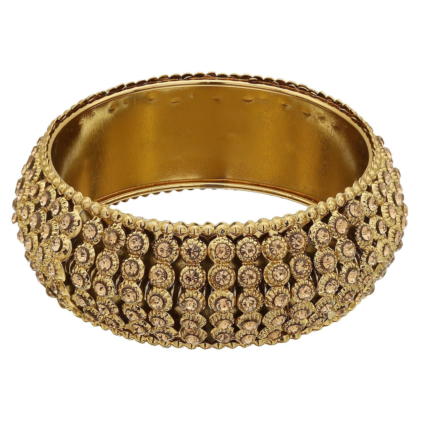 sukriti indian traditional royal gold tone kundan gold bracelet bangles for girls & women - set of 2