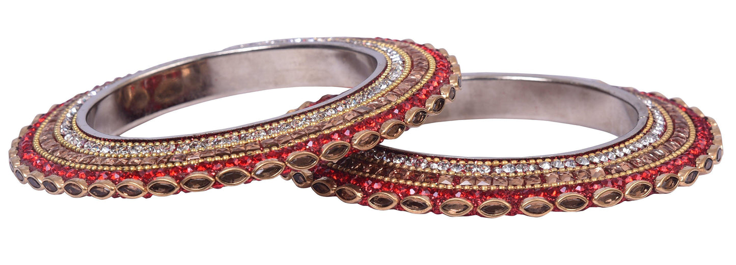 sukriti indian traditional stylish kundan pacheli bangadi brass bangles for women - set of 2