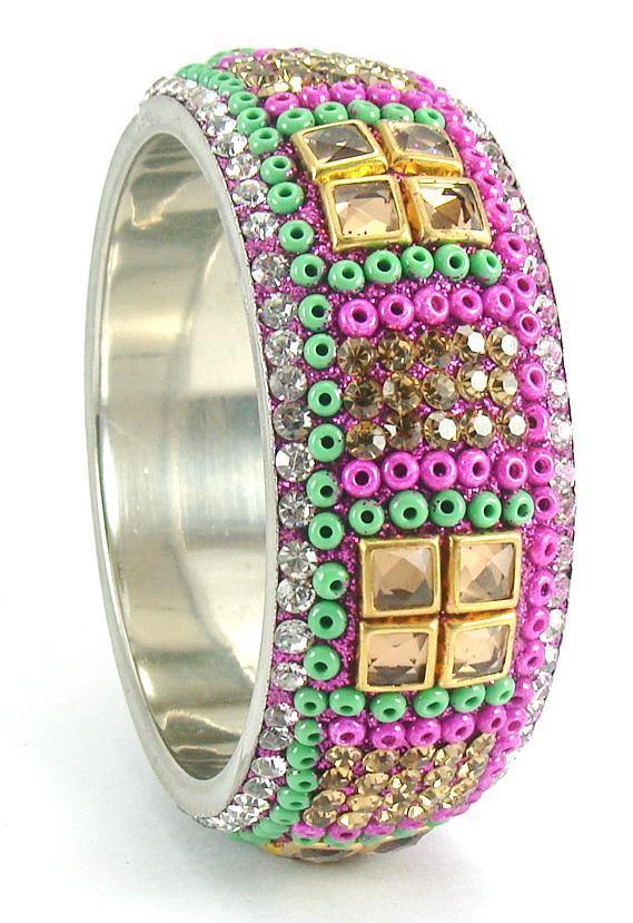 sukriti multicolor kundan lac kadaa bracelet for women & girls