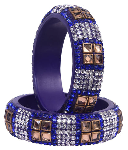 sukriti party wear blue lac bangles - set of 2