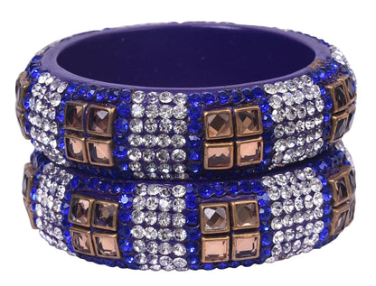 sukriti party wear blue lac bangles - set of 2