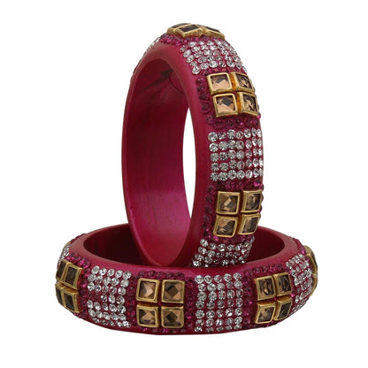 sukriti party wear magenta lac bangles - set of 2