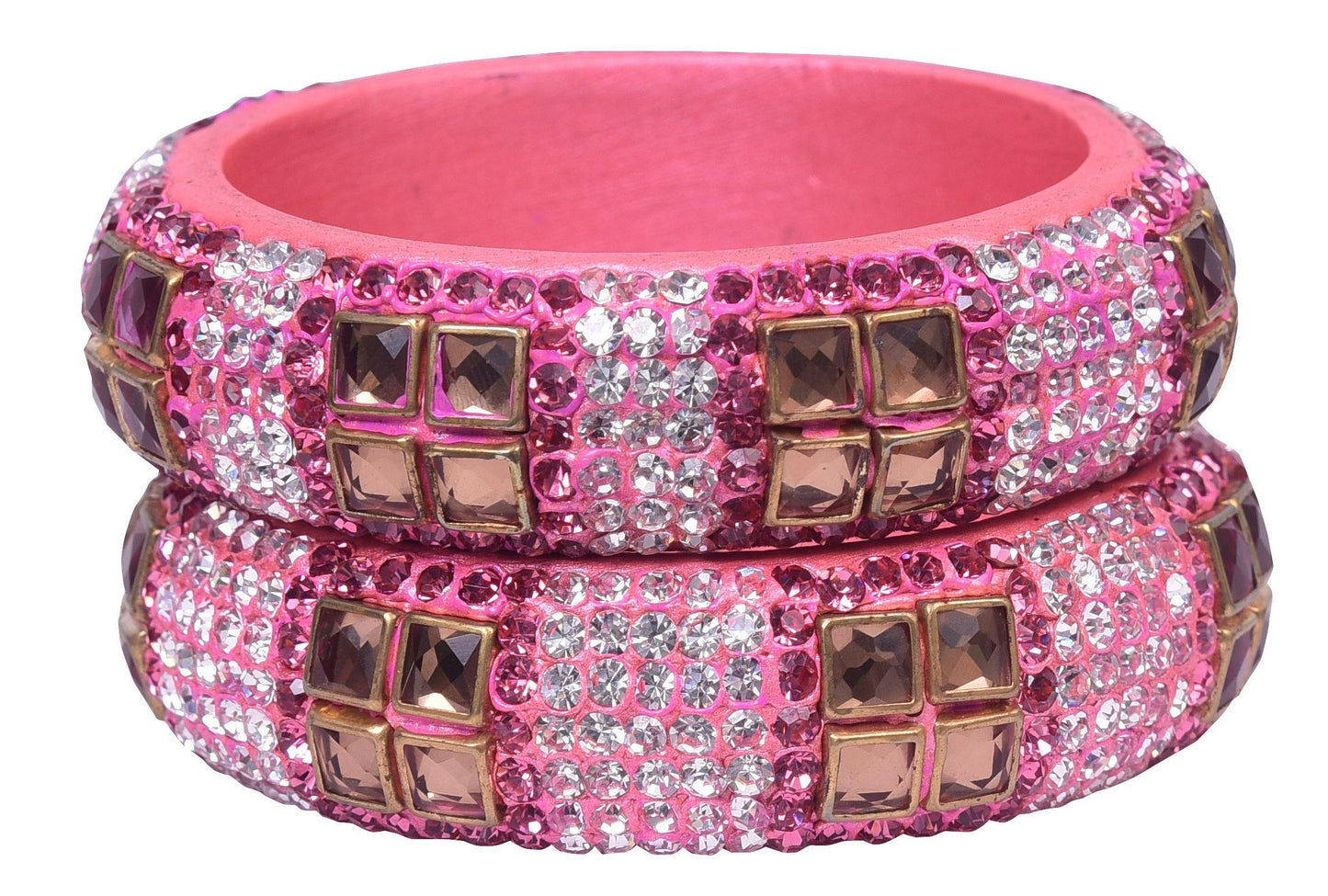 sukriti party wear pink lac bangles - set of 2