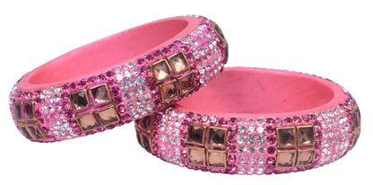 sukriti party wear pink lac bangles - set of 2