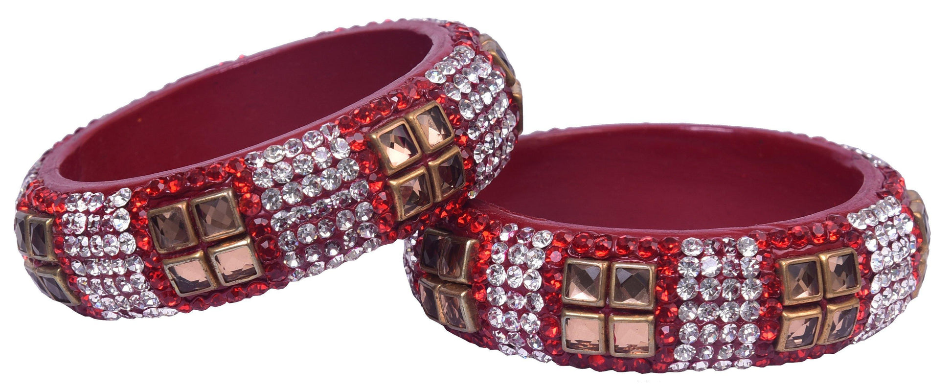 sukriti party wear red lac bangles - set of 2