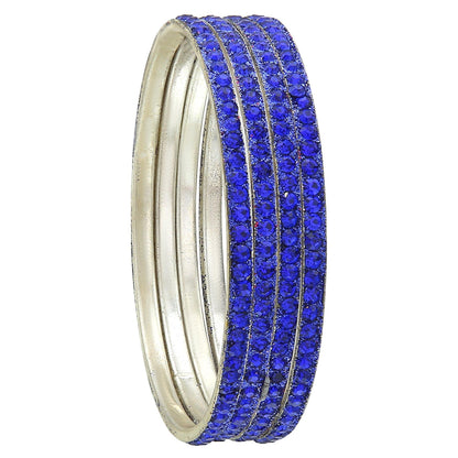 sukriti partywear traditional brass blue bangles for women - set of 4