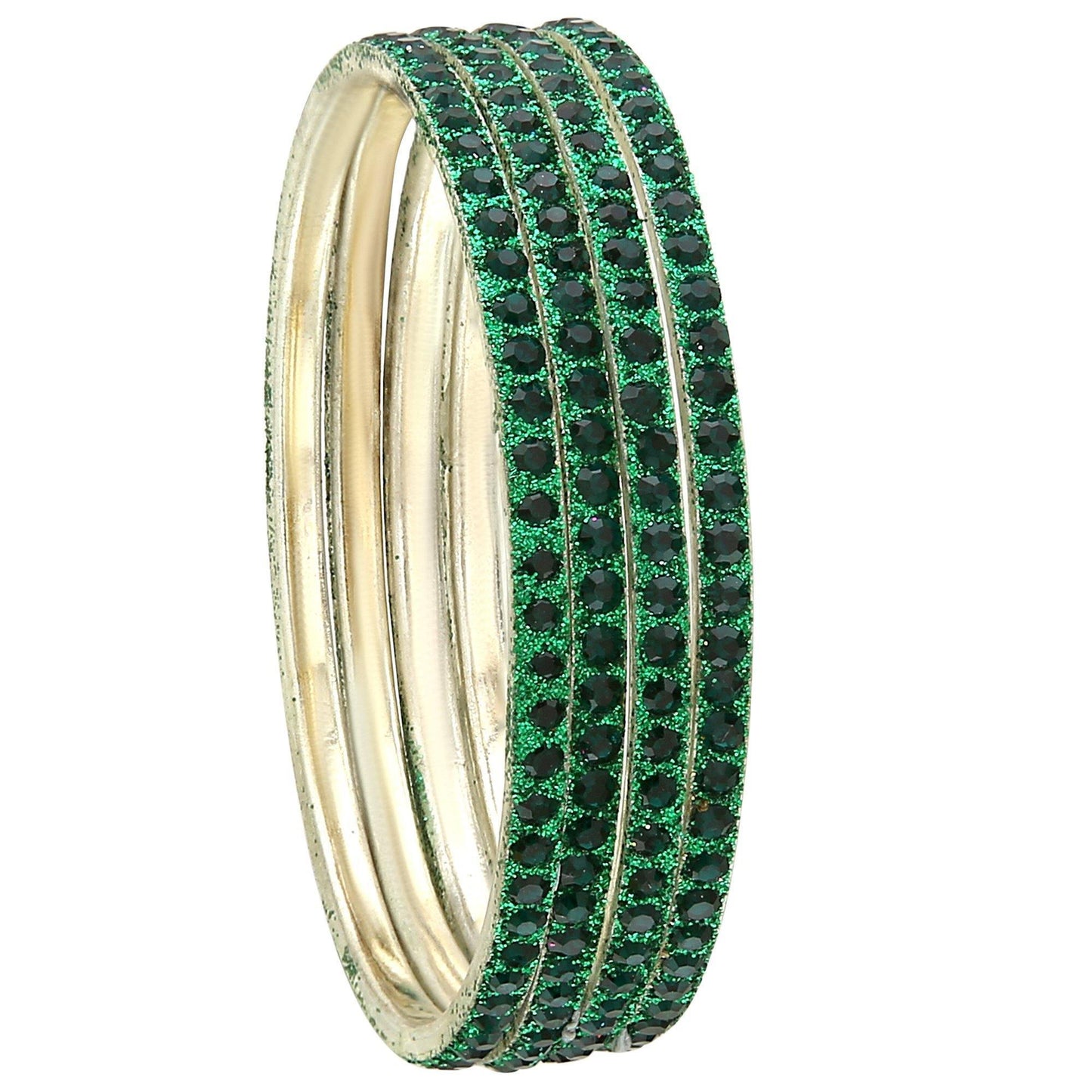 sukriti partywear traditional brass bottle-green bangles for women - set of 4