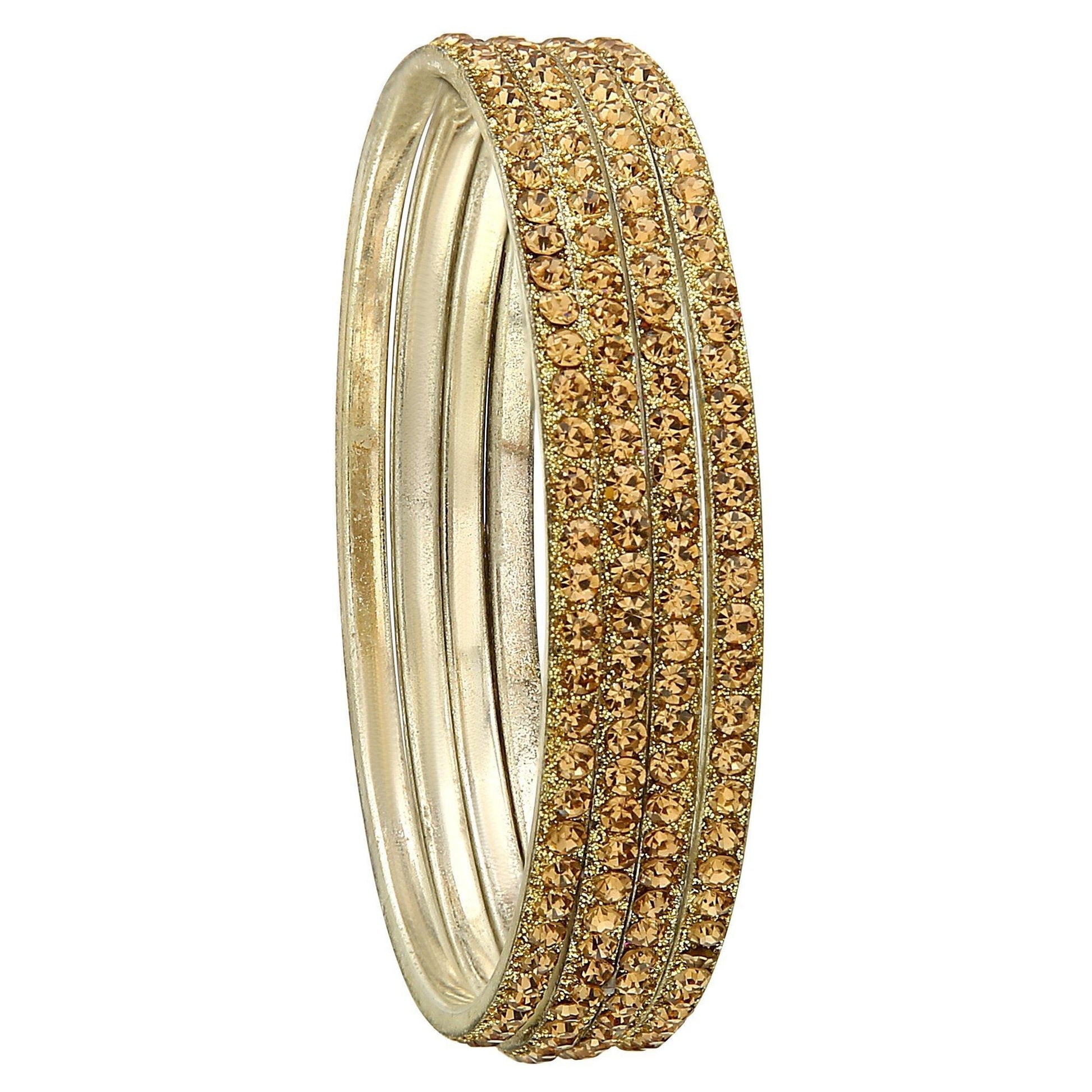 sukriti partywear traditional brass gold bangles for women - set of 4