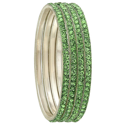 sukriti partywear traditional brass green bangles for women - set of 4