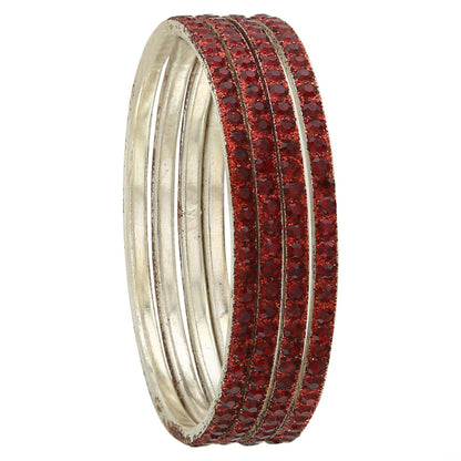 sukriti partywear traditional brass maroon bangles for women - set of 4