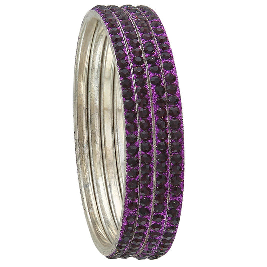 sukriti partywear traditional brass purple bangles for women - set of 4
