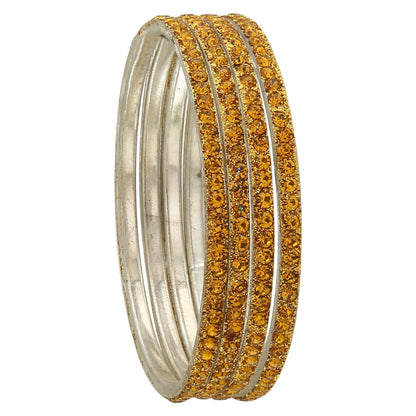 sukriti partywear traditional brass yellow bangles for women - set of 4